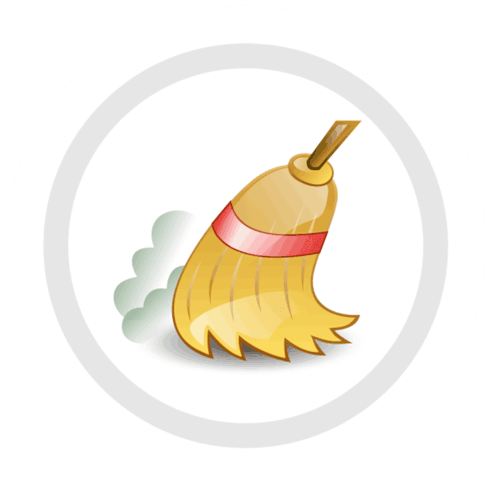 Dust mop with handle, cleaning floor, professional house cleaning services, Sweeping Maid logo.