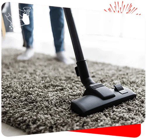 Vacuum cleaner on plush carpet for professional cleaning services at Sweepy Maid.