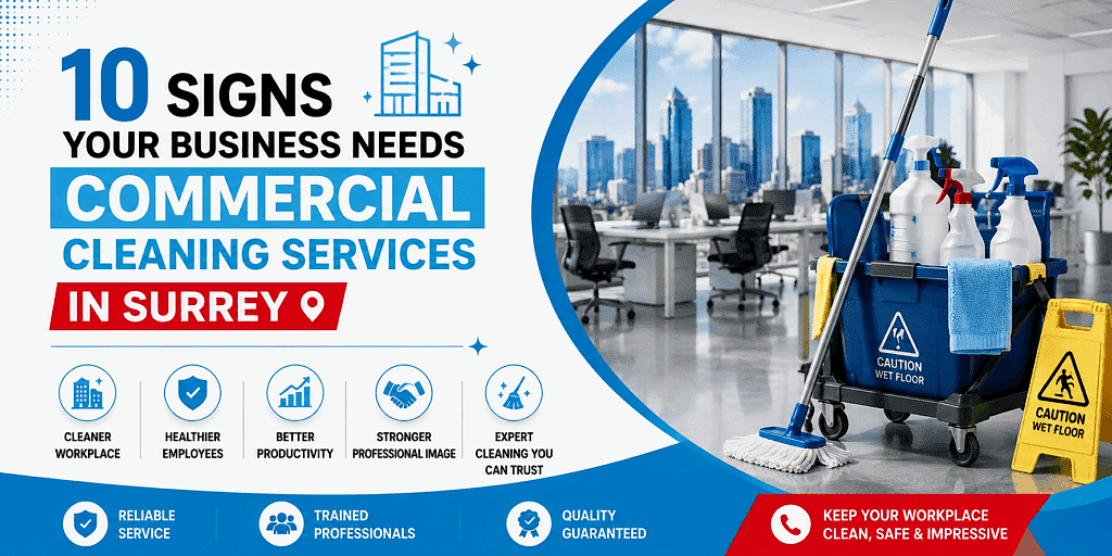 Commercial cleaning services in Surrey with professional equipment and team.